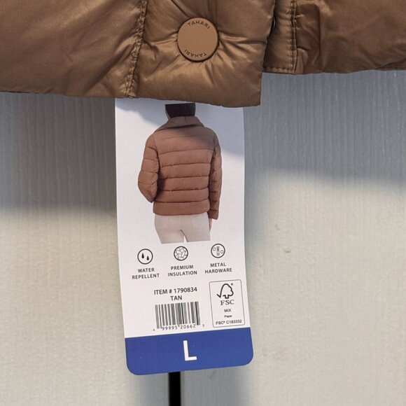 Tahari Ladies' Asymmetrical Puffer Jacket, Tan NEW WITH TAGS - Picture 5 of 9